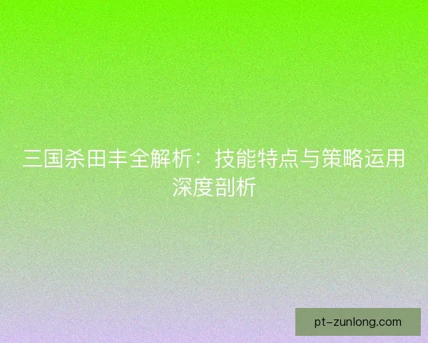 三国杀田丰全解析：技能特点与策略运用深度剖析