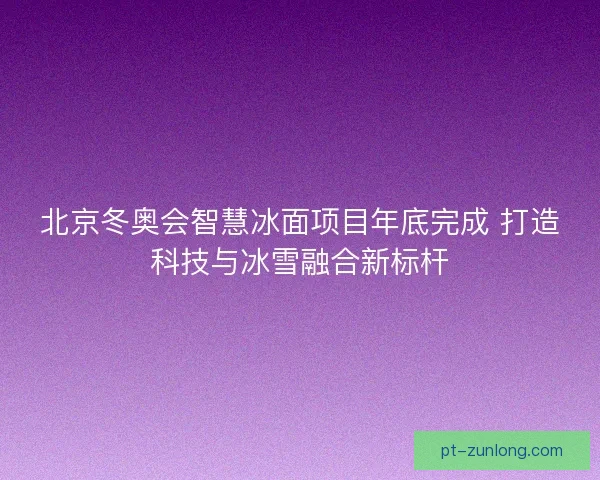 北京冬奥会智慧冰面项目年底完成 打造科技与冰雪融合新标杆